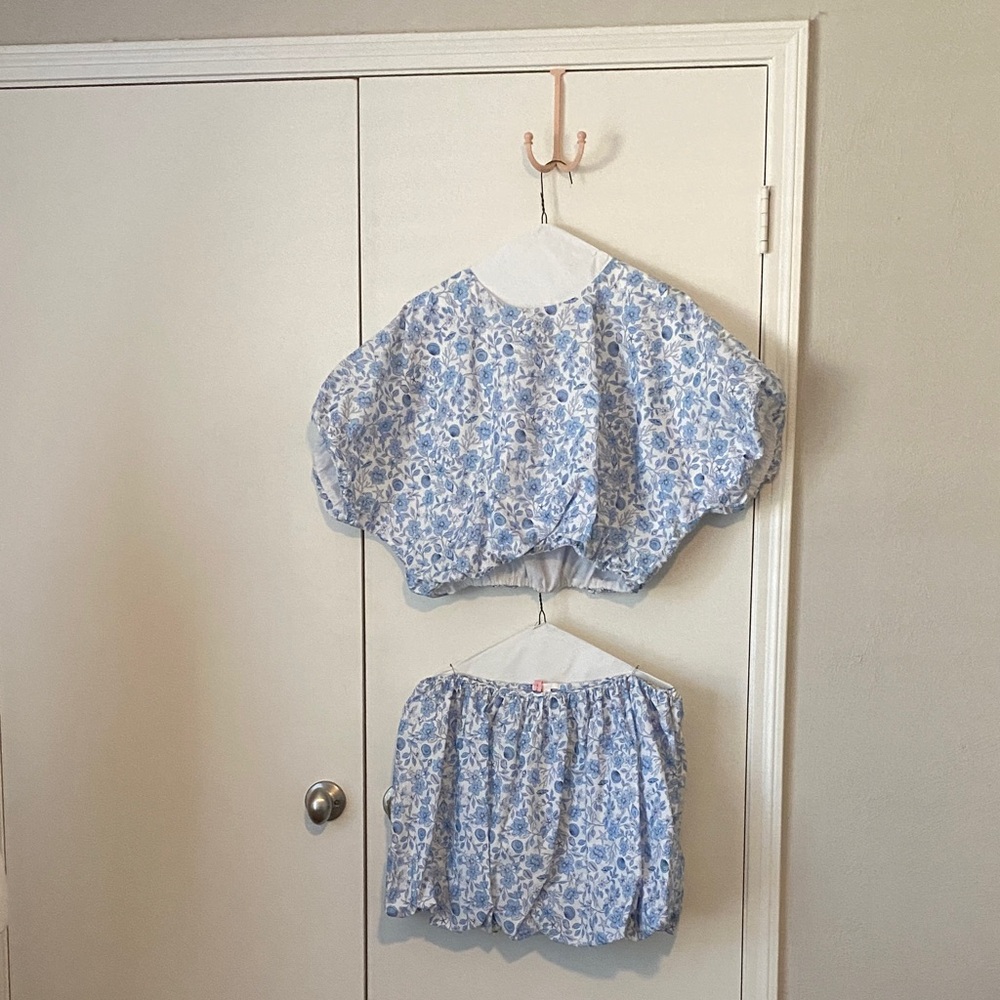 Gibson Blue Floral Skirt and Top
